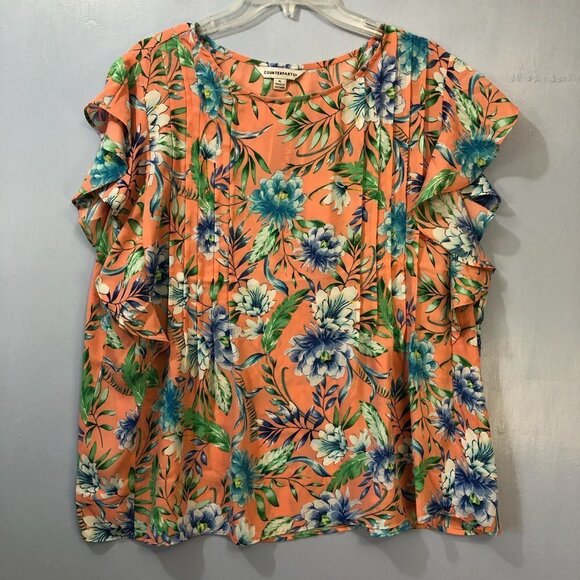 Counterparts Floral Shirt Ruffle Sleeves NEW - Picture 6 of 6